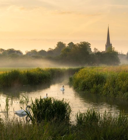 Dawn view towards Burford Church, Cotswolds